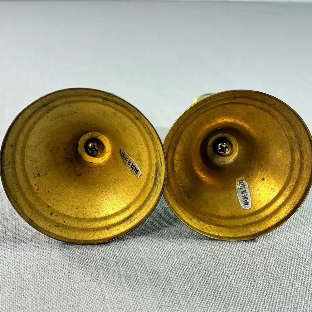 Vintage Pair Solid Brass Candlestick Holders 4 Inch Taper Candle Home Decor